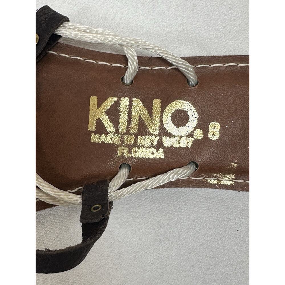 Kino Key West Thong Sandals Minimalist SZ 8 Leather T Strap Rope Black Gold NWOB - Picture 4 of 4